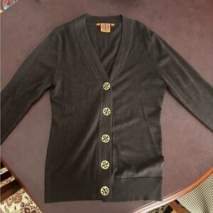Tory Burch chocolate brown cardigan with Gold Buttons- RARE